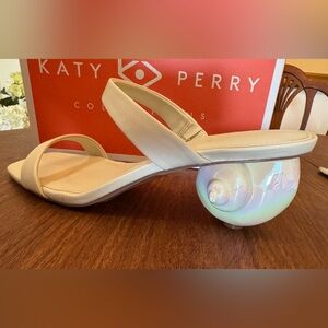 Katy Perry Collections Iridescent Pearl Shell Heel Slingback Sandal - Cream